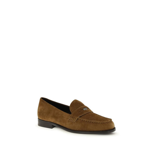 Mocassini slip-on Bos Taurus in pelle di vitello beige di Tory Burch