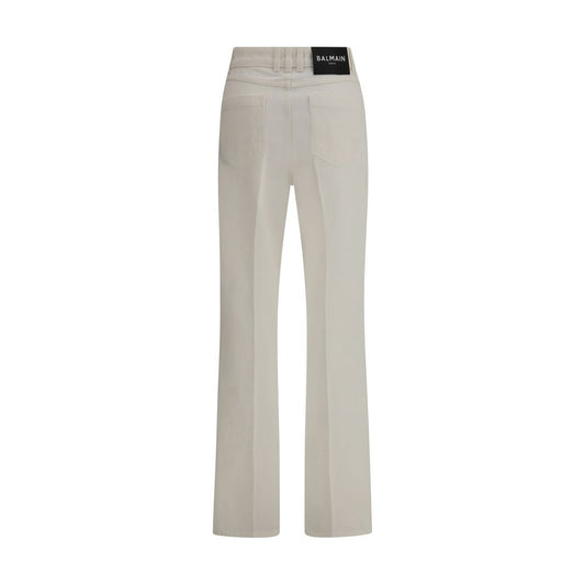 Jeans Balmain in cotone bianco a gamba dritta