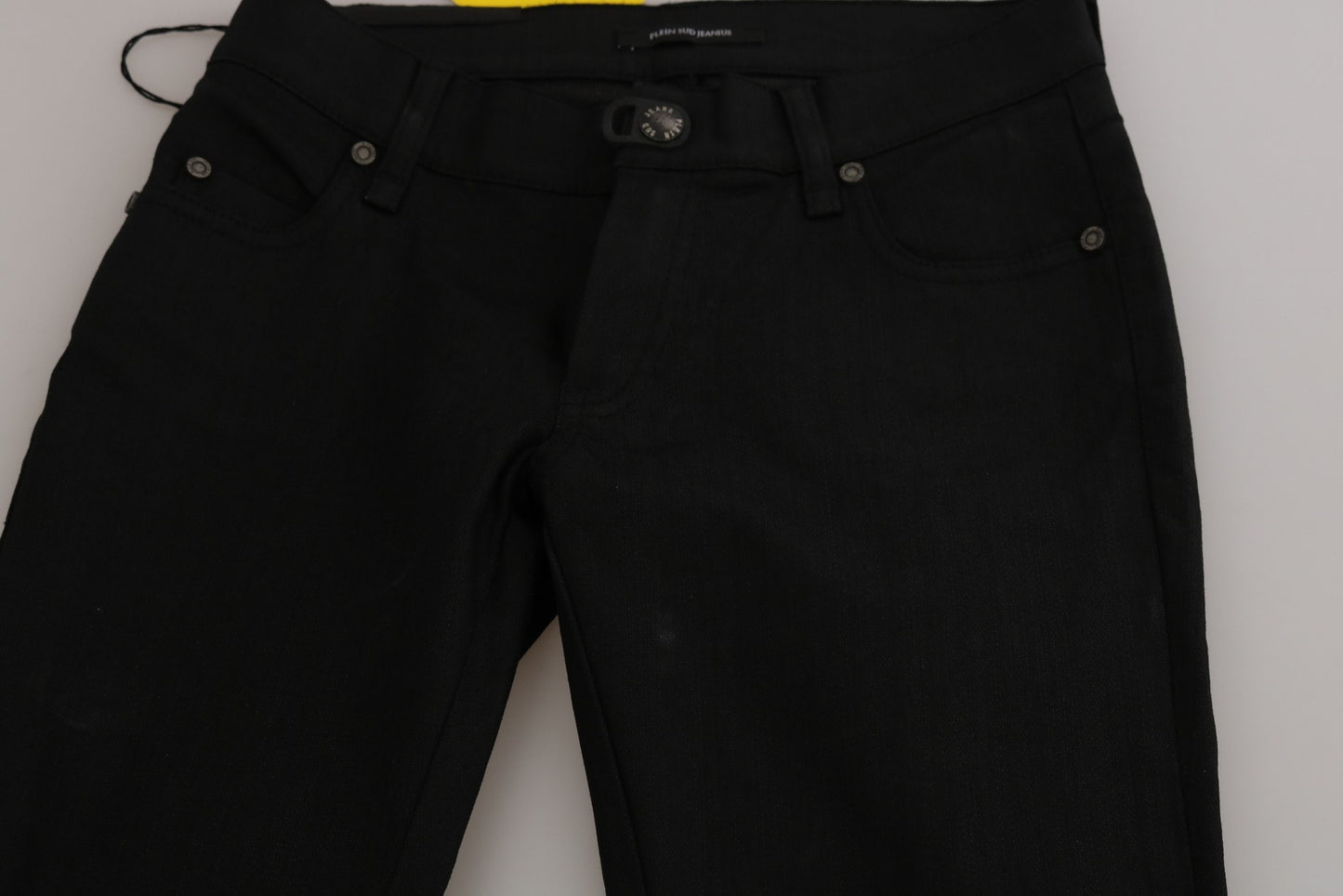 Jeans skinny in denim a vita media in cotone nero PLEIN SUD