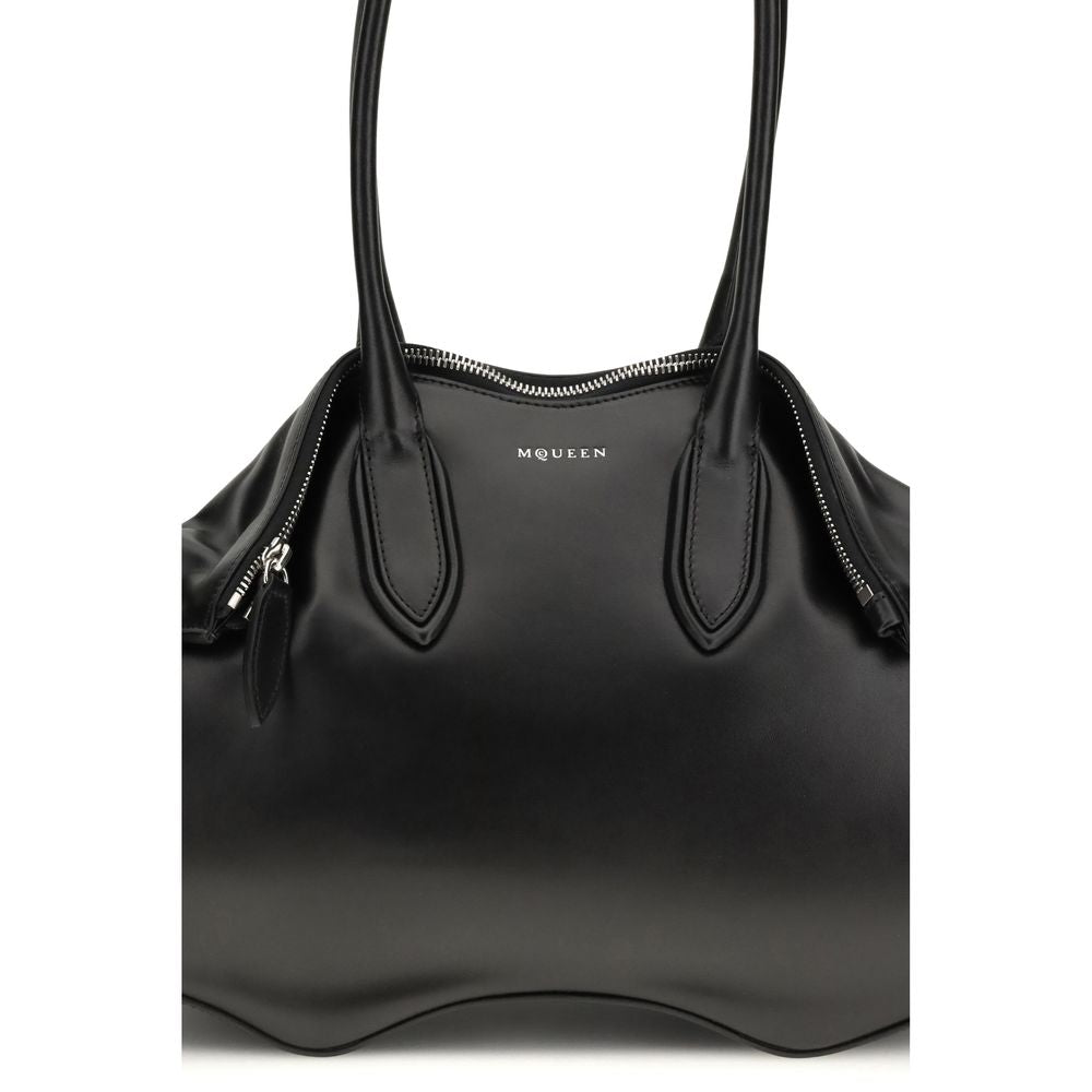 Borsa a tracolla Bos Taurus in pelle di vitello nera Alexander McQueen