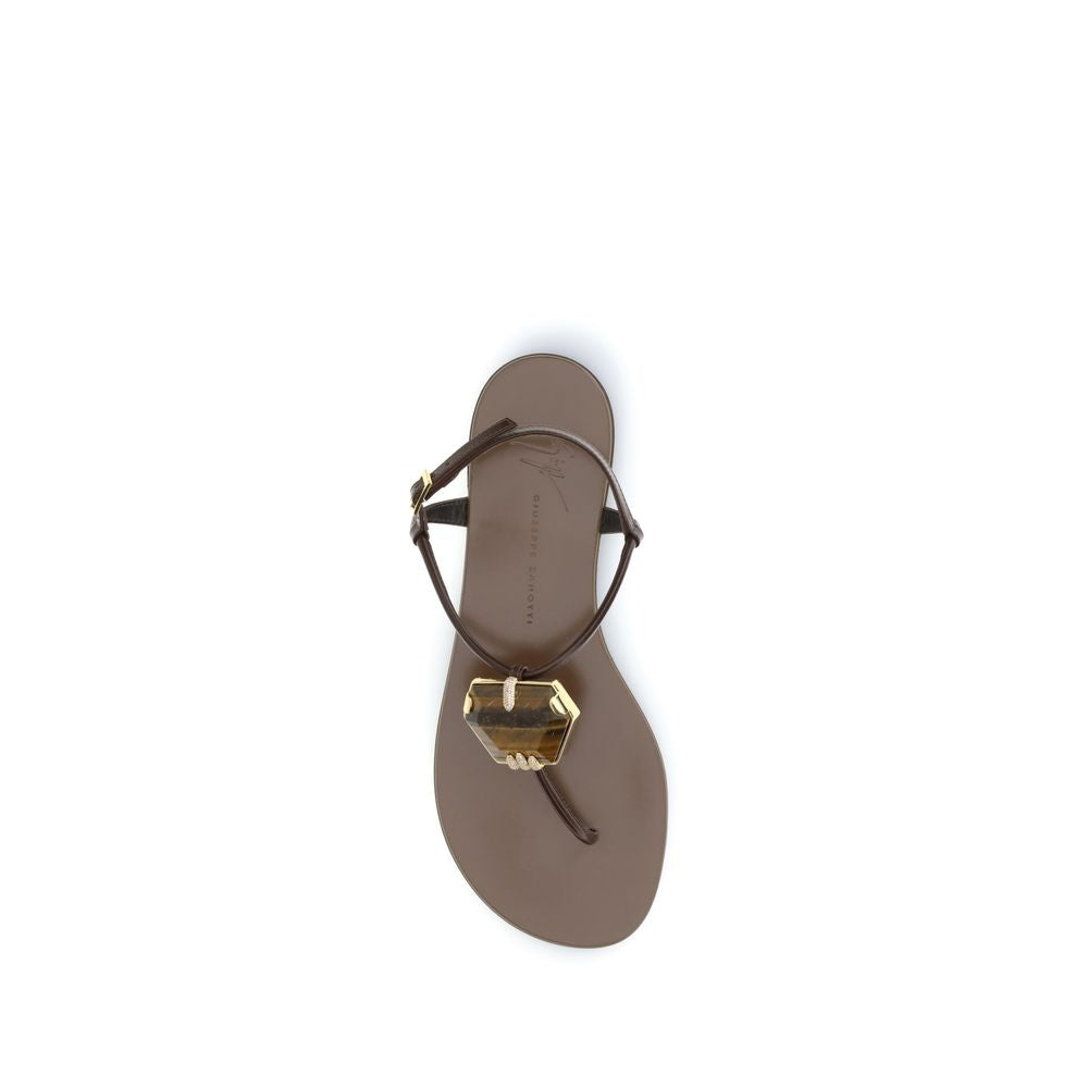Giuseppe Zanotti Sandali piatti in acciaio inossidabile marrone