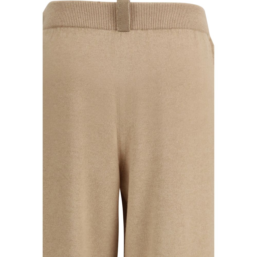Pantaloni Casual Fabiana Filippi in Lana Felpata Beige