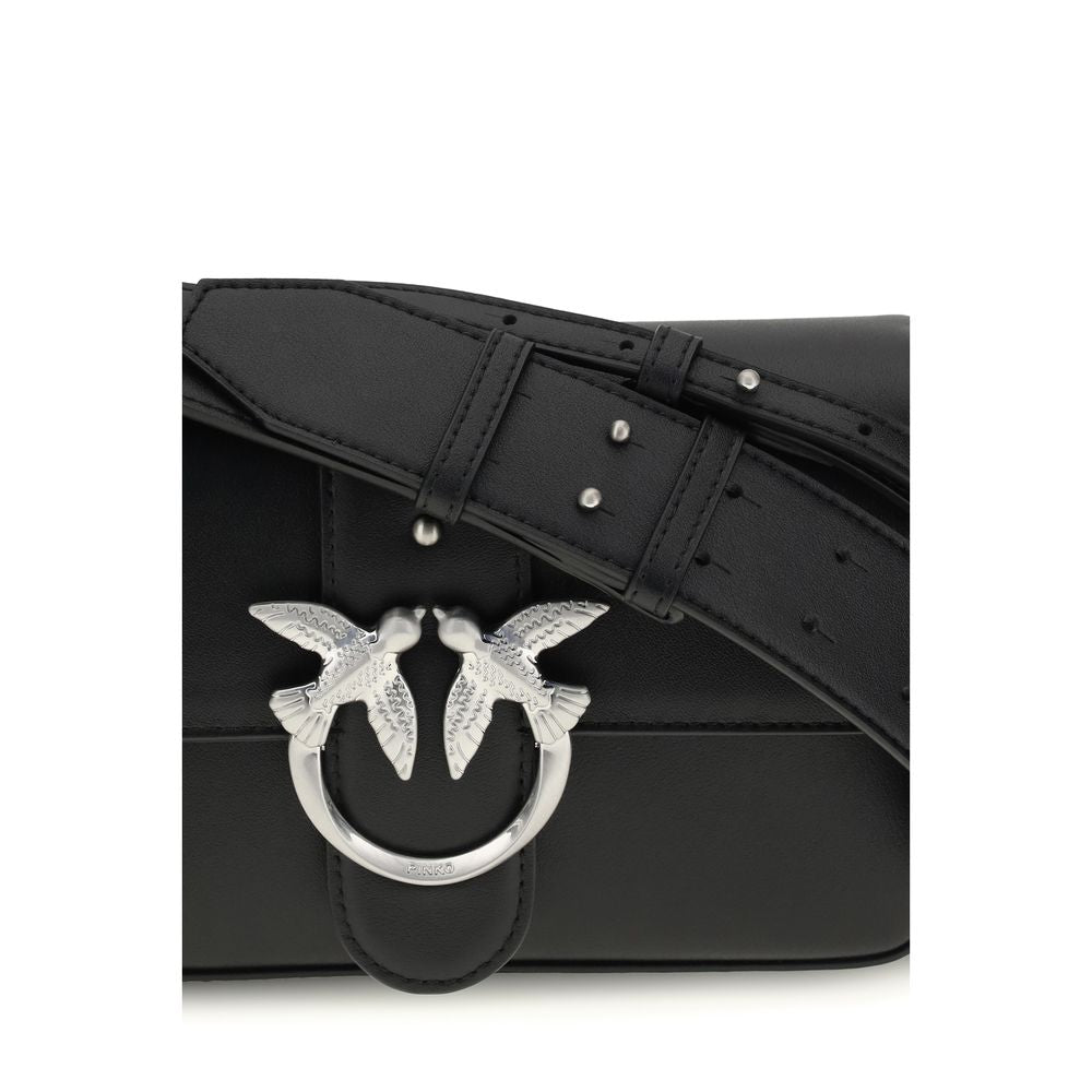 Borsa a tracolla PINKO Bos Taurus in pelle di vitello nera