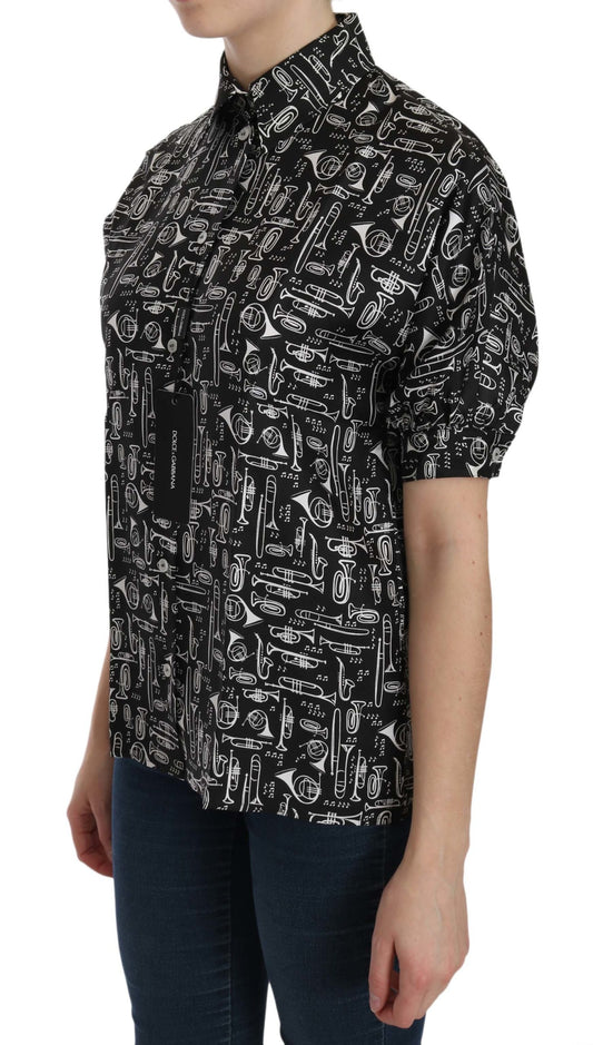 Camicia Dolce & Gabbana con colletto a forma di strumento musicale nero
