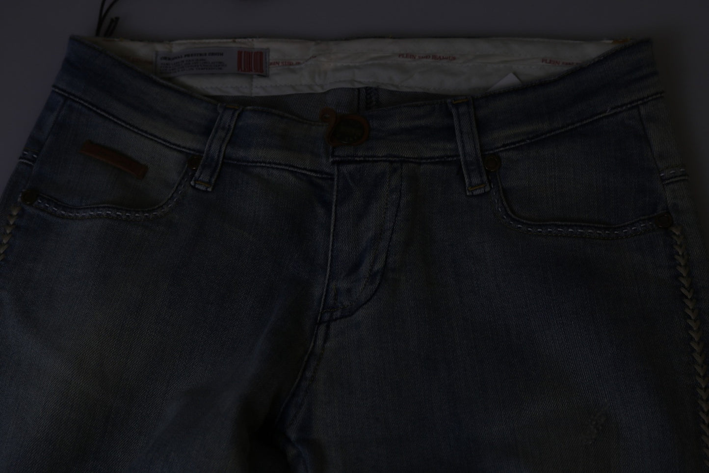 Jeans skinny a vita media in denim lavato azzurro chiaro PLEIN SUD