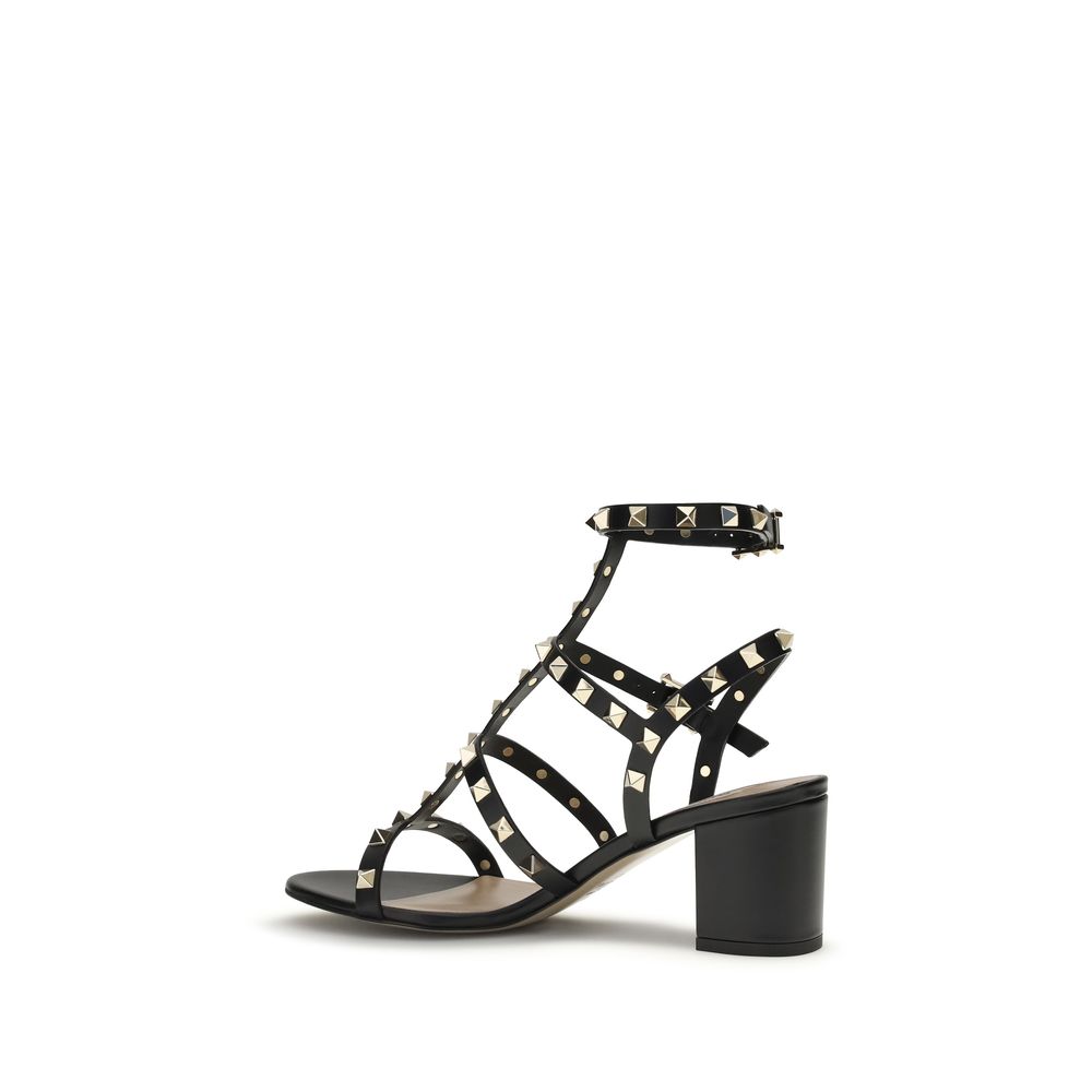 Sandali con plateau Bos Taurus in pelle di vitello nera Valentino Garavani