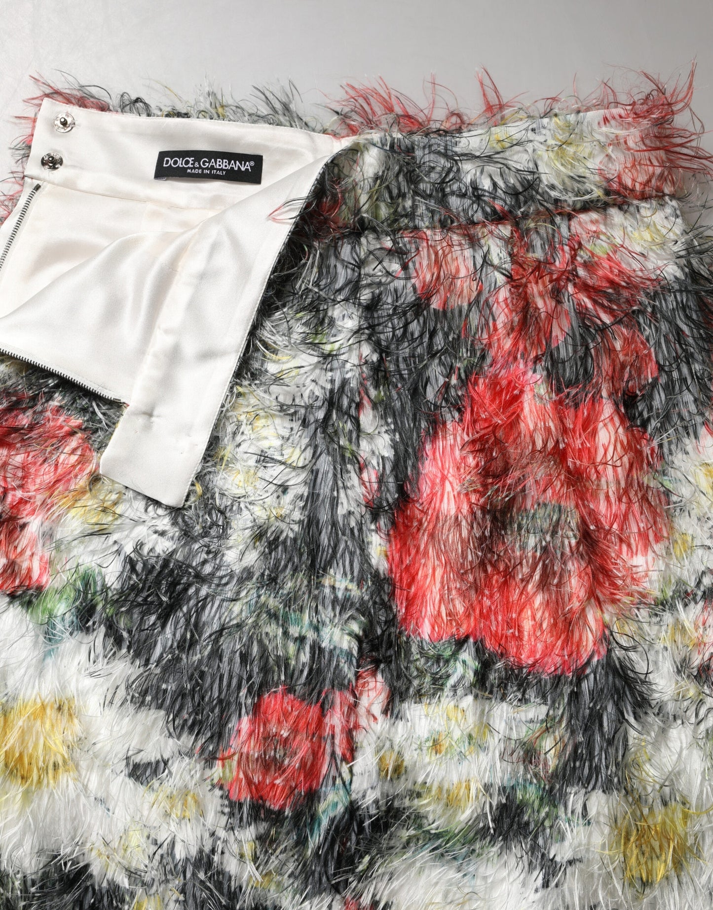 Gonna a tubino in pelliccia sintetica con stampa floreale multicolore Dolce & Gabbana