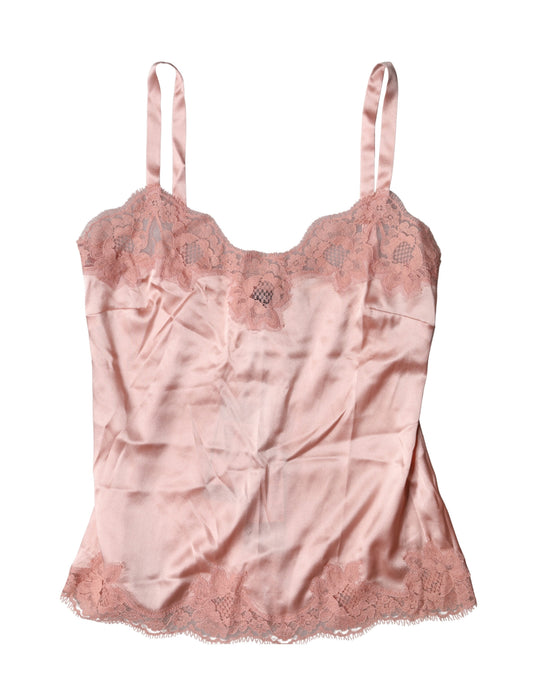 Dolce & Gabbana Top intimo in pizzo floreale rosa chiaro