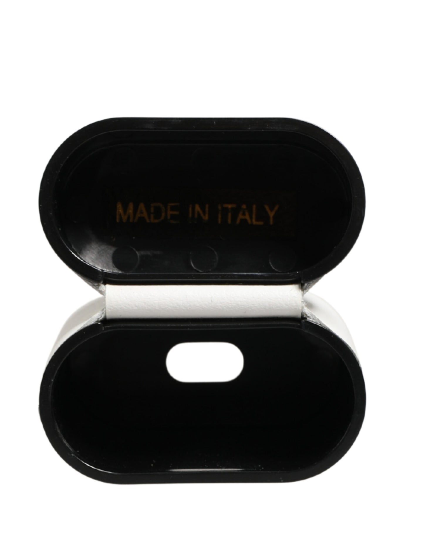 Custodia a libro per Airpods con logo stampato in pelle di vitello bianca Dolce & Gabbana