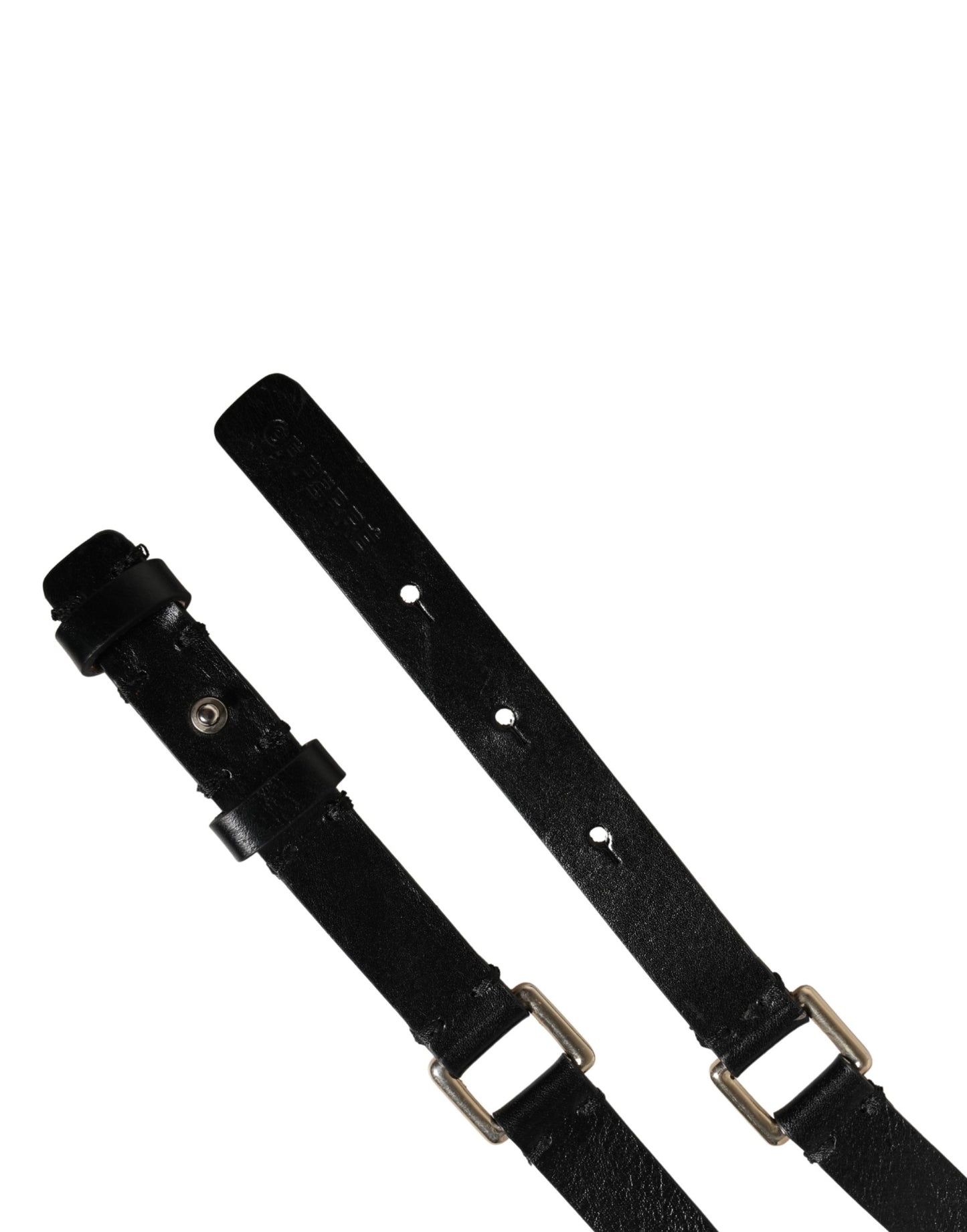 Cintura in pelle nera sottile con fibbia in ottone dorato GF Ferre