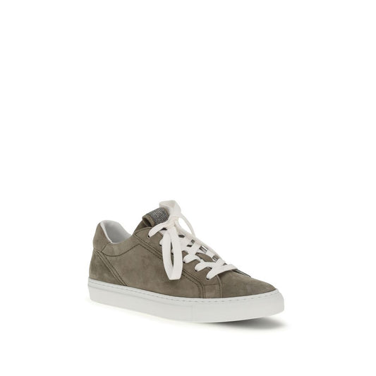 Sneakers Bos Taurus in pelle di vitello grigia di Brunello Cucinelli