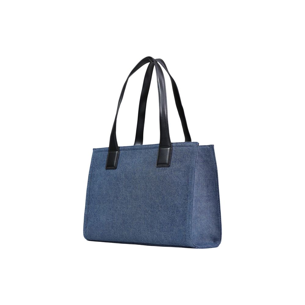 Borsa a mano in cotone blu Love Moschino