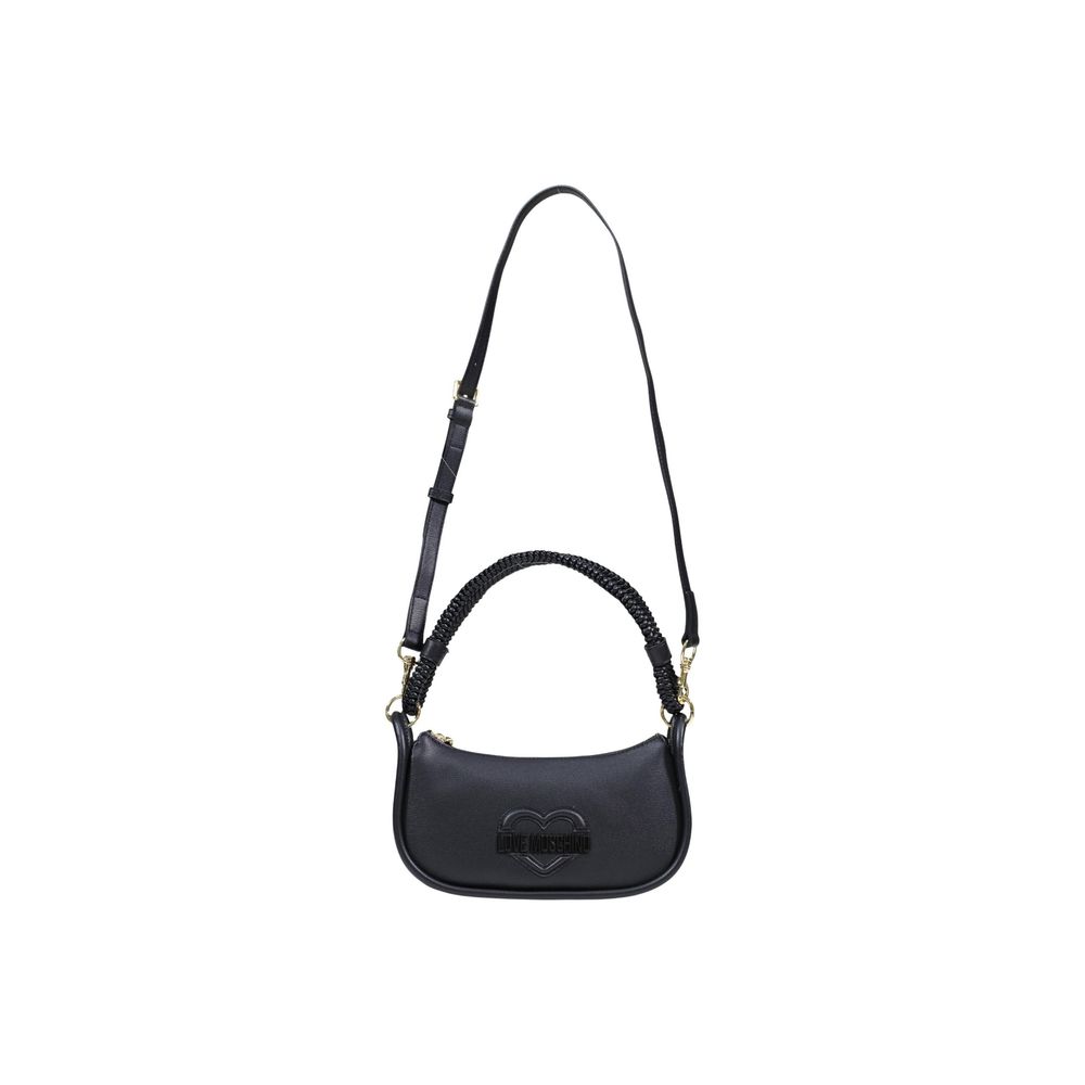Borsa a mano nera in polietilene Love Moschino