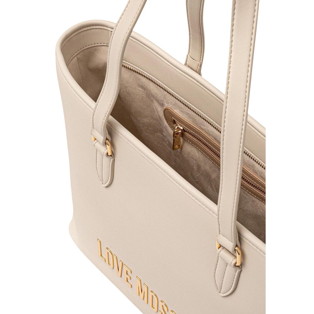 Borsa a mano in polietilene beige Love Moschino