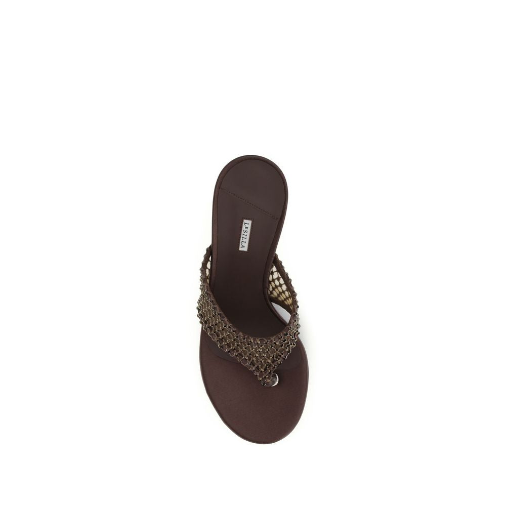LE SILLA Brown Goatskin Stiletto Heel Sandals