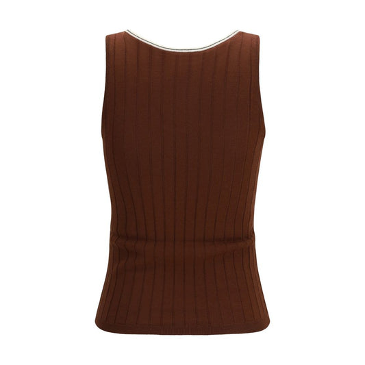 Brunello Cucinelli Bordeaux Wool Oves Aries Sleeveles T-Shirt