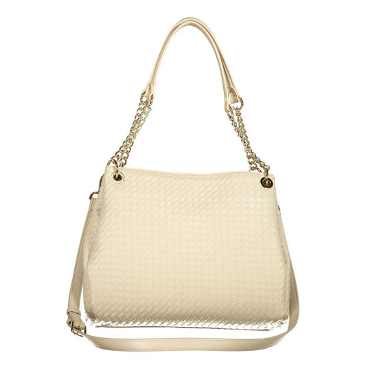 Mario Valentino Beige Polyurethane Women's Bag with Adjustable and Removable Strap