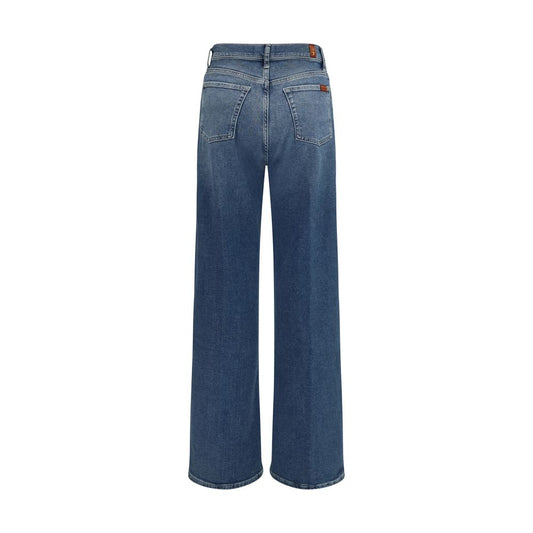 7FOR Blue Cotton Flared Jeans