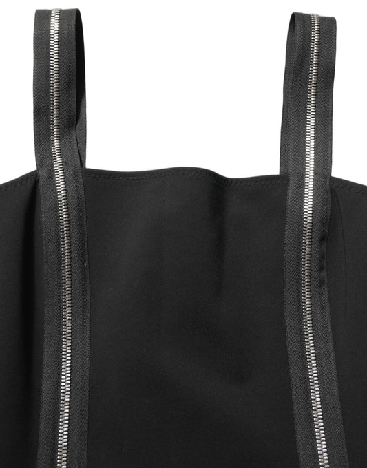 Dolce & Gabbana Black Sleeveless Front Zipper Midi Dress