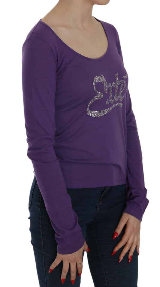 Top casual a maniche lunghe con cristalli viola Exte