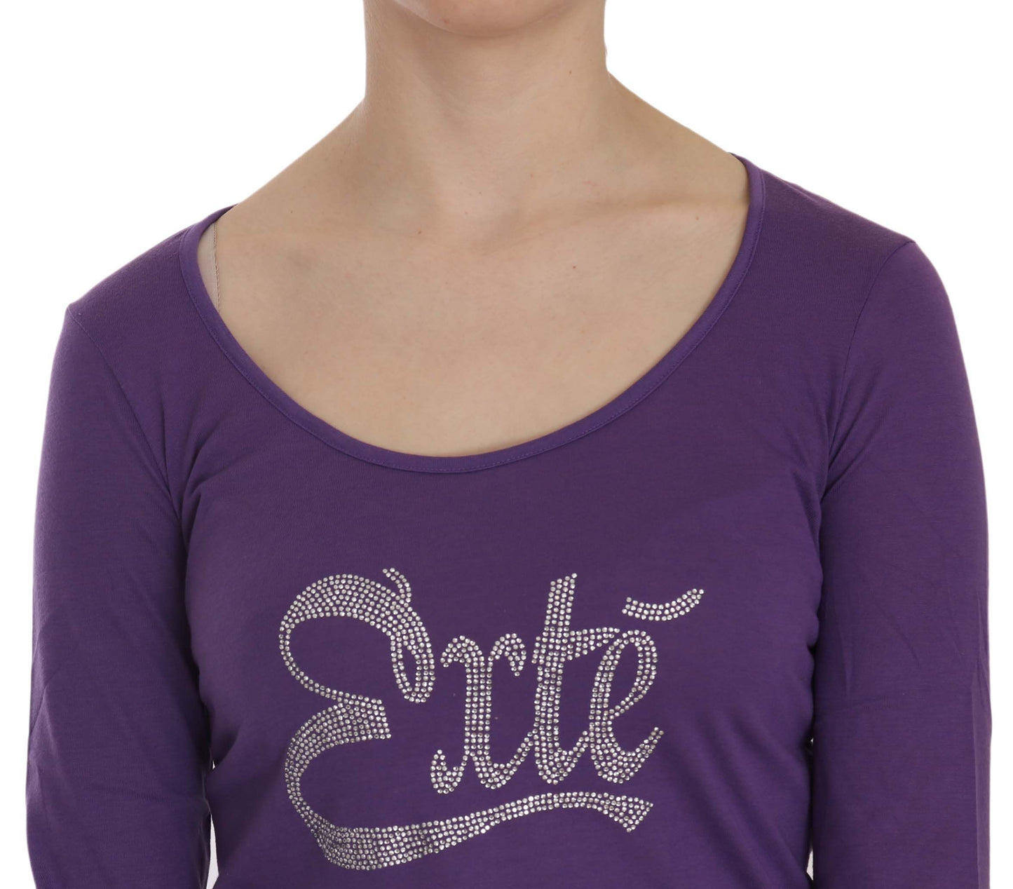 Top casual a maniche lunghe con cristalli viola Exte