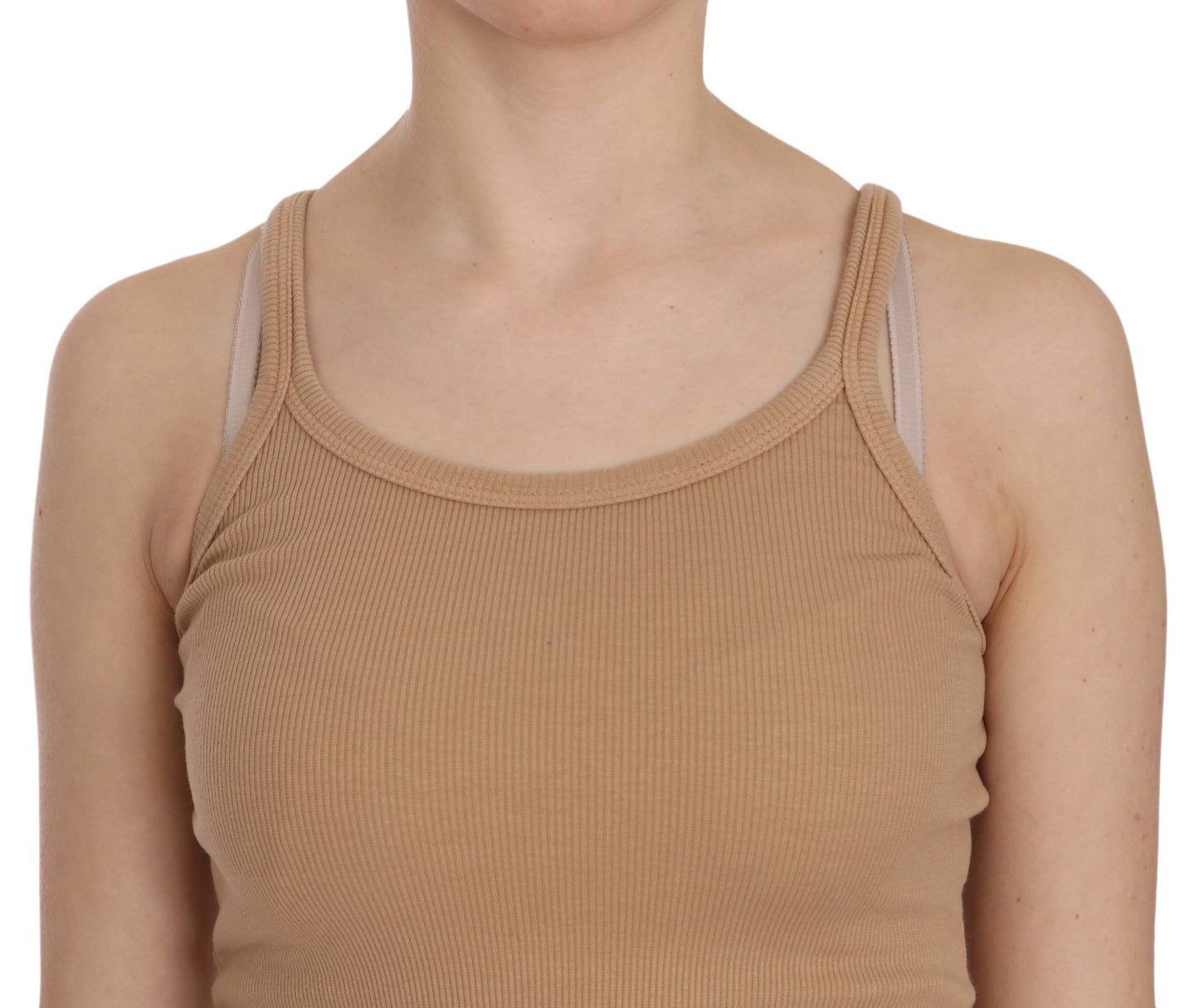 PINK MEMORIES Blusa beige senza maniche con spalline sottili