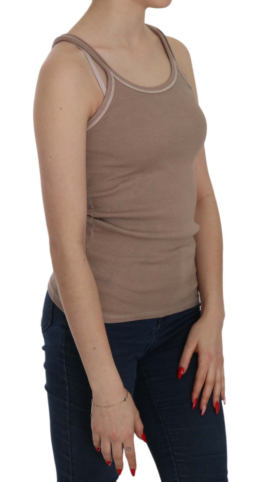PINK MEMORIES Blusa marrone senza maniche con spalline sottili