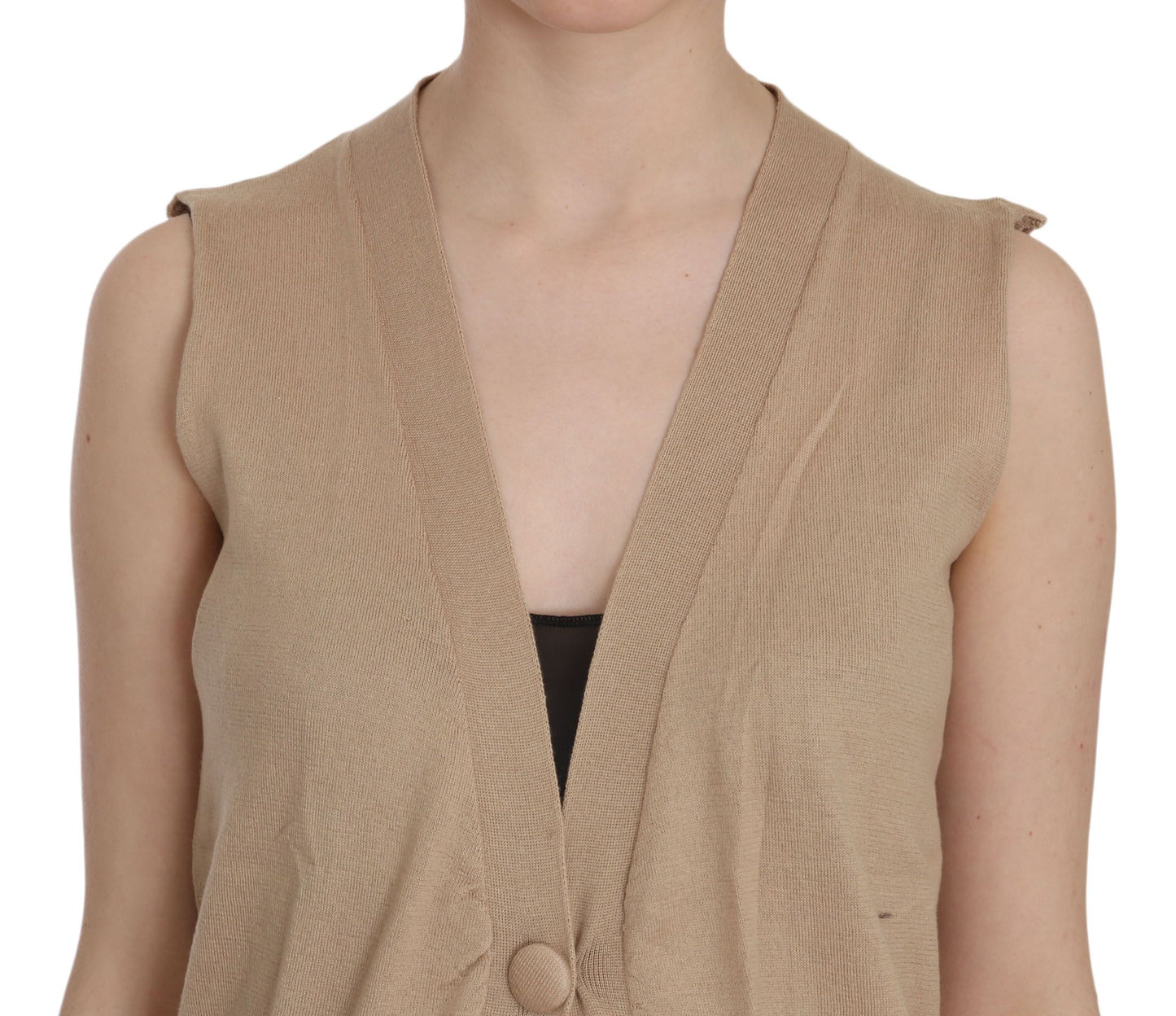 PINK MEMORIES Cardigan senza maniche in cotone marrone 100%