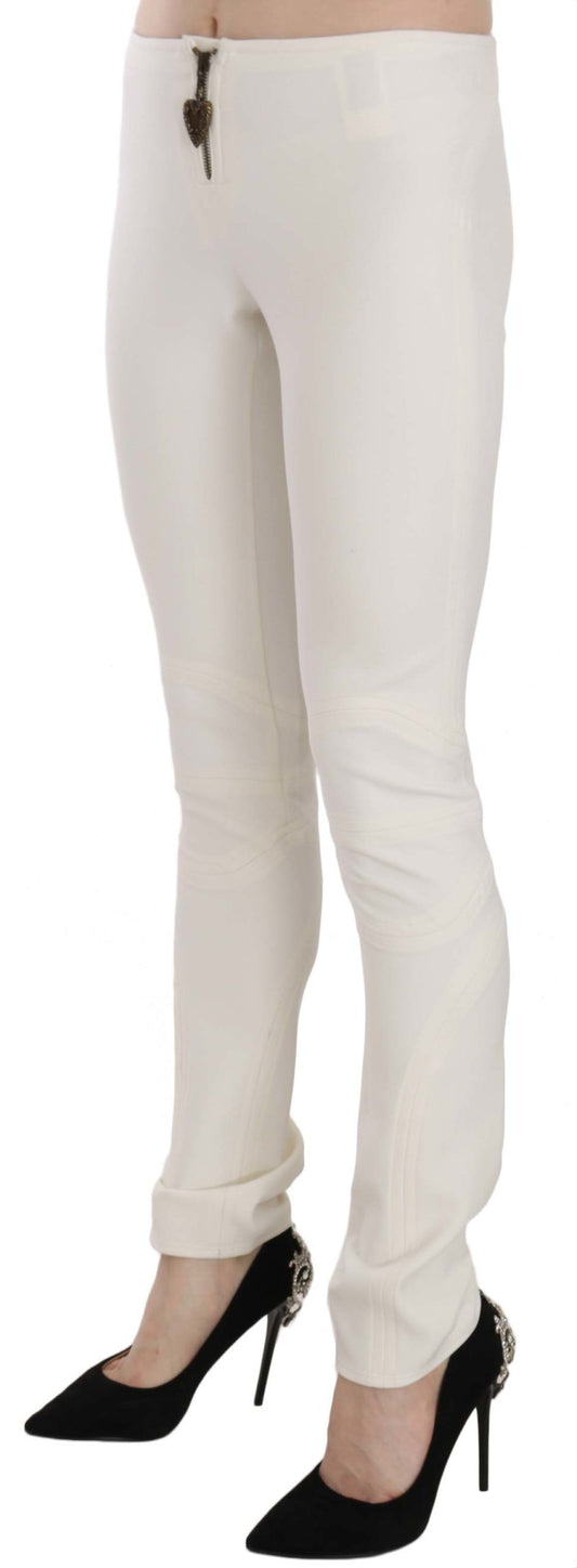 Pantaloni eleganti skinny a vita media bianchi Just Cavalli