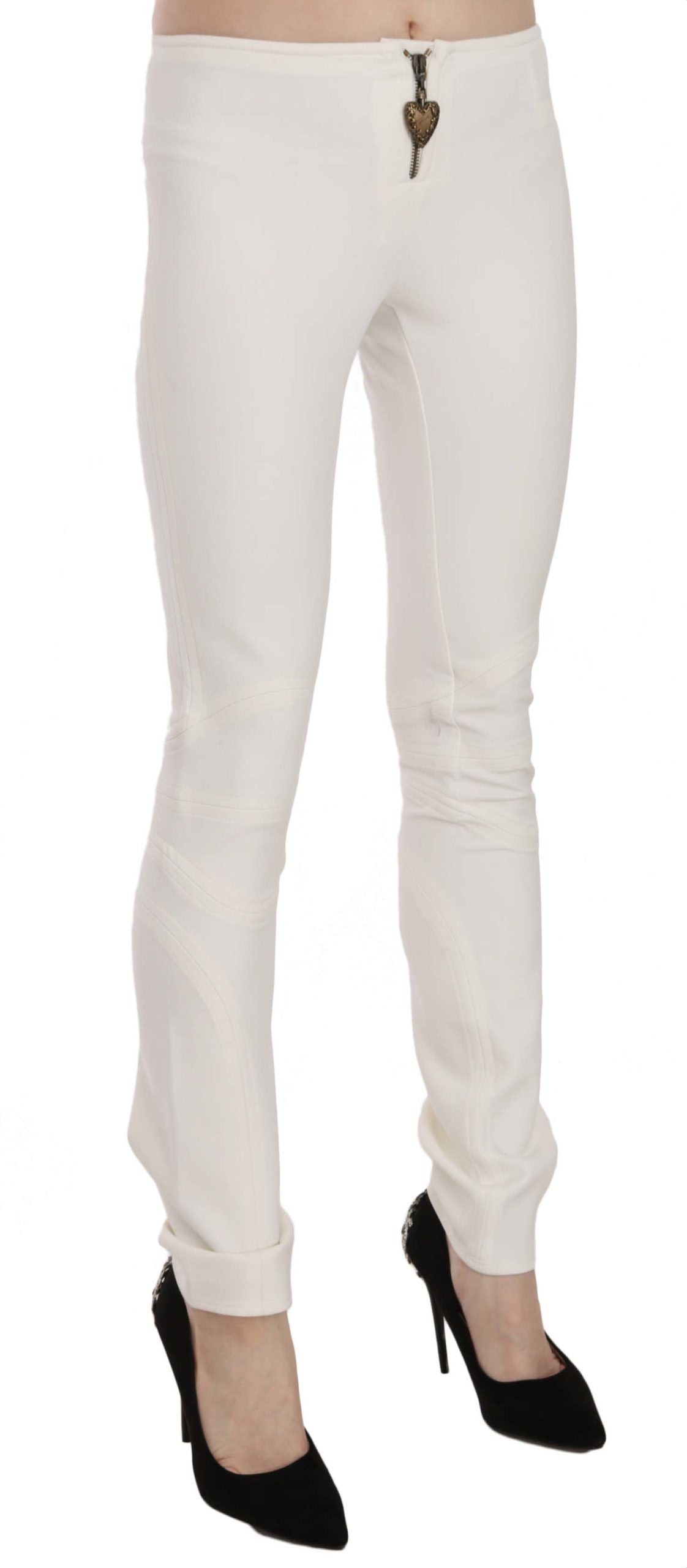 Pantaloni eleganti skinny a vita media bianchi Just Cavalli