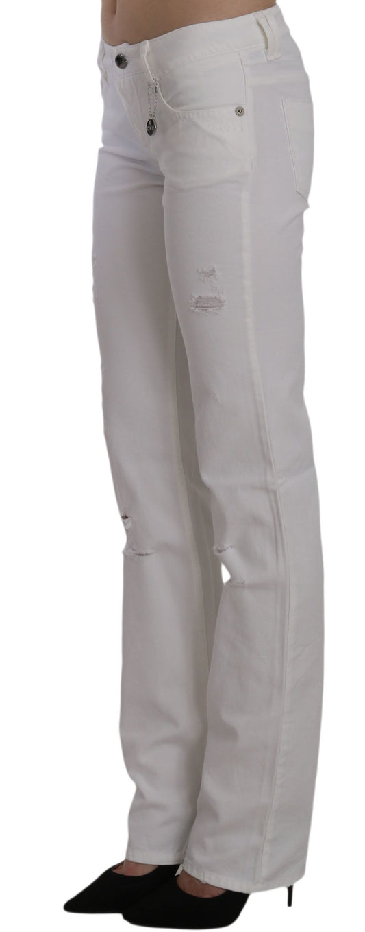 Pantaloni jeans slim fit dritti in cotone bianco Costume National