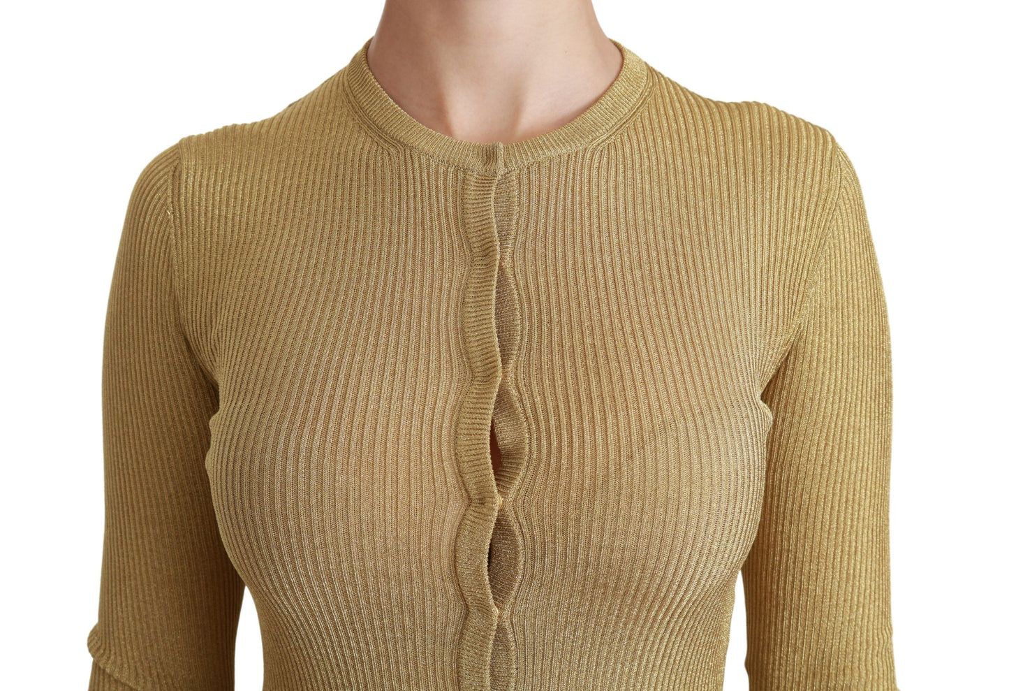 Dolce & Gabbana Cardigan in viscosa a maniche lunghe color oro