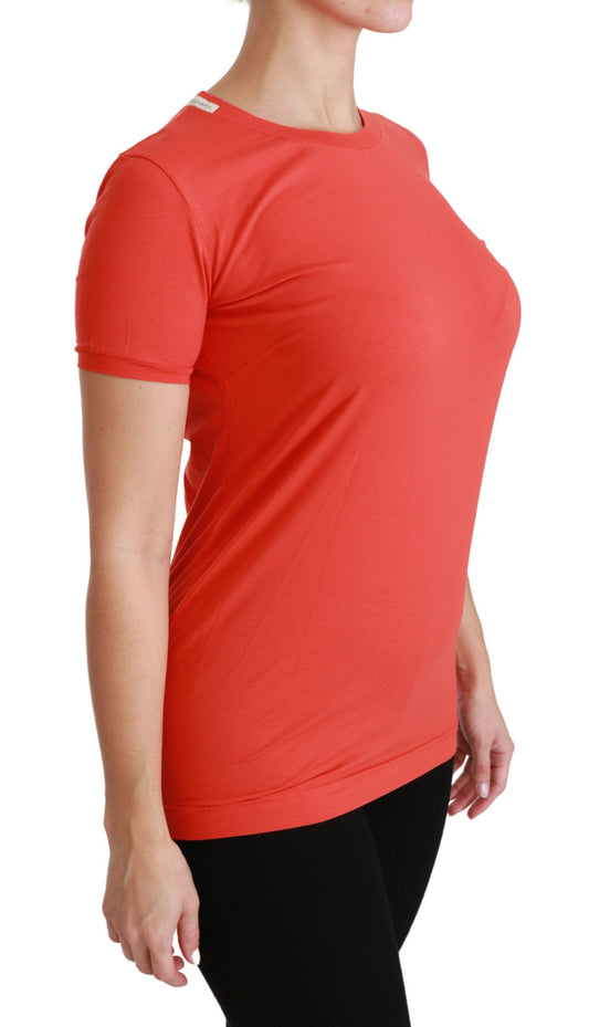 Dolce & Gabbana T-shirt girocollo rossa a maniche corte in cotone