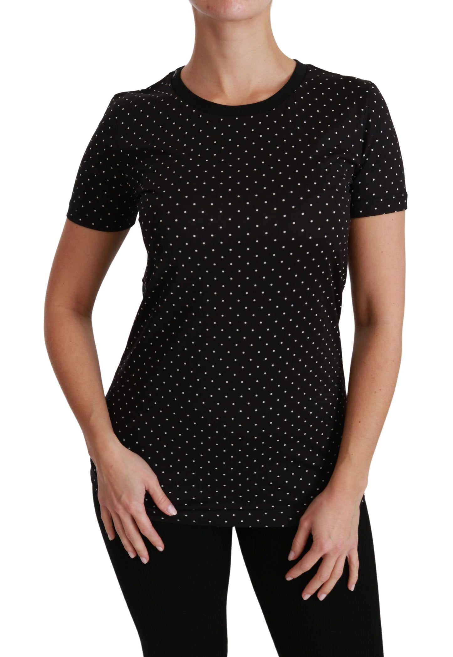 Dolce & Gabbana T-shirt girocollo in cotone con pois neri