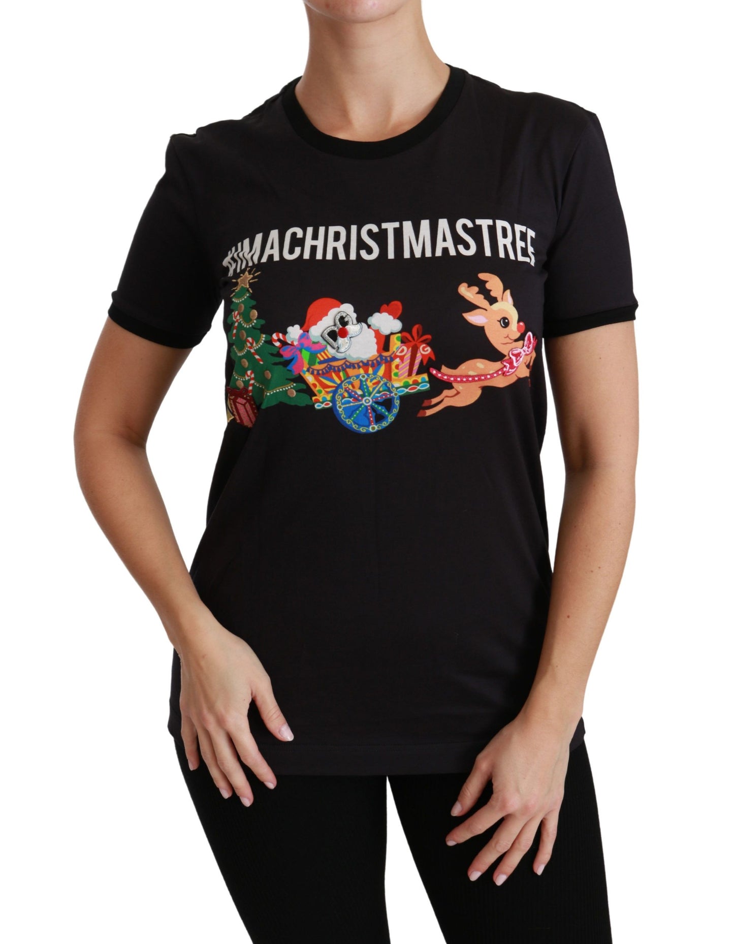 Dolce & Gabbana T-shirt girocollo nera #ImAChristmasTree