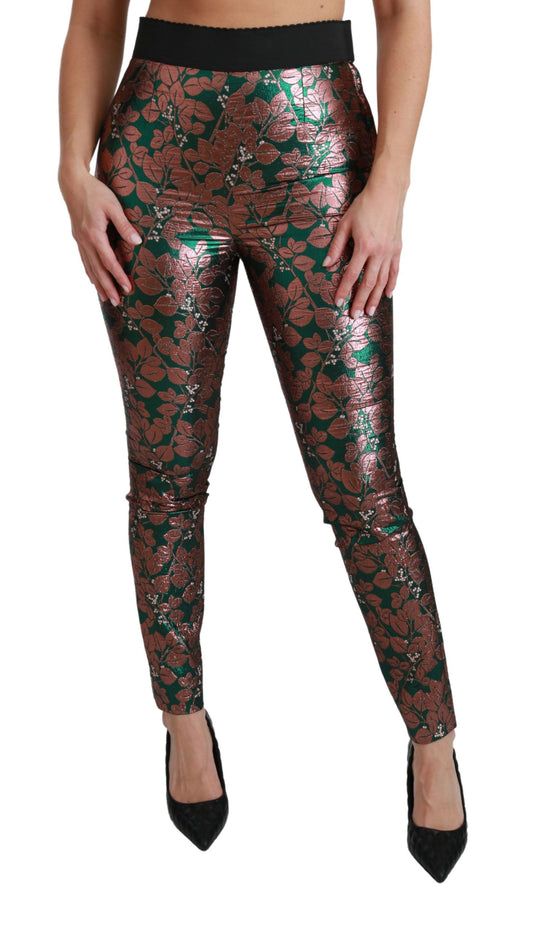 Pantaloni skinny con collant color bronzo verde Dolce & Gabbana