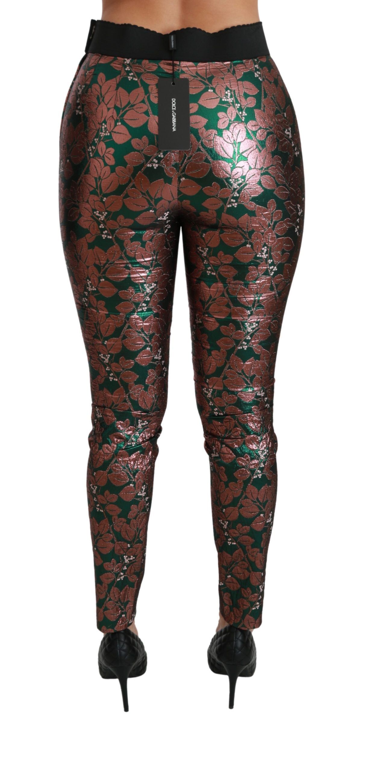 Pantaloni skinny con collant color bronzo verde Dolce & Gabbana