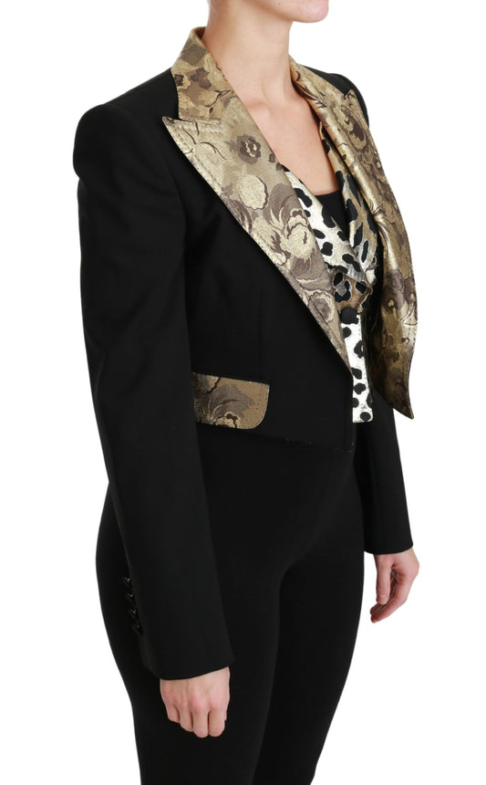 Dolce & Gabbana Gilet Blazer Nero Jacquard Giacca di Lana