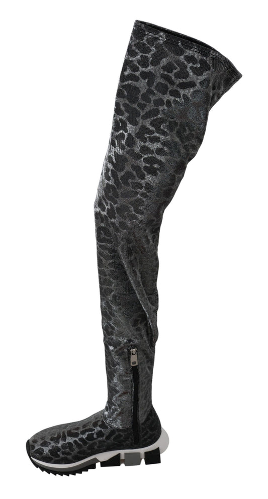 Dolce & Gabbana Sneakers alte leopardate grigie Stivaletti Scarpe