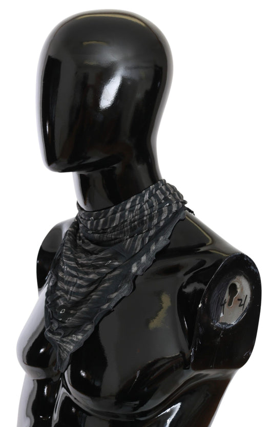 Sciarpa foulard in viscosa nera e grigia con marchio Costume National