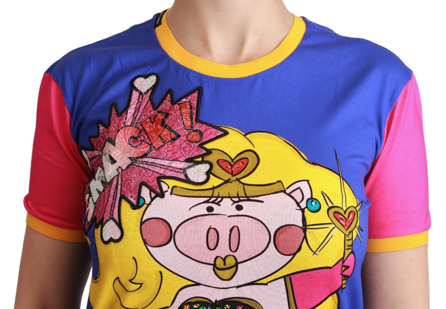 Dolce & Gabbana Purple PIG SUPERGIRL Top T-shirt in cotone