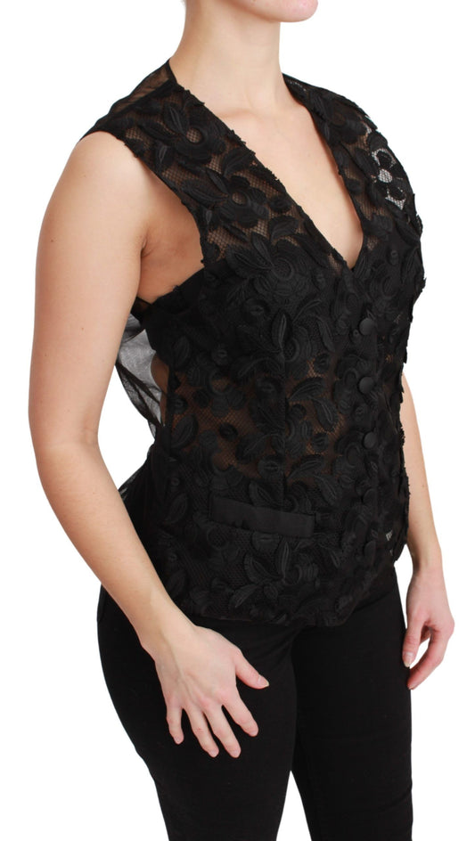 Dolce & Gabbana Gilet in broccato floreale nero