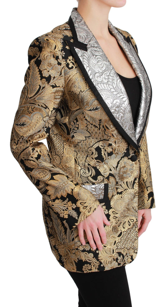 Giacca blazer in jacquard nero e oro Dolce & Gabbana