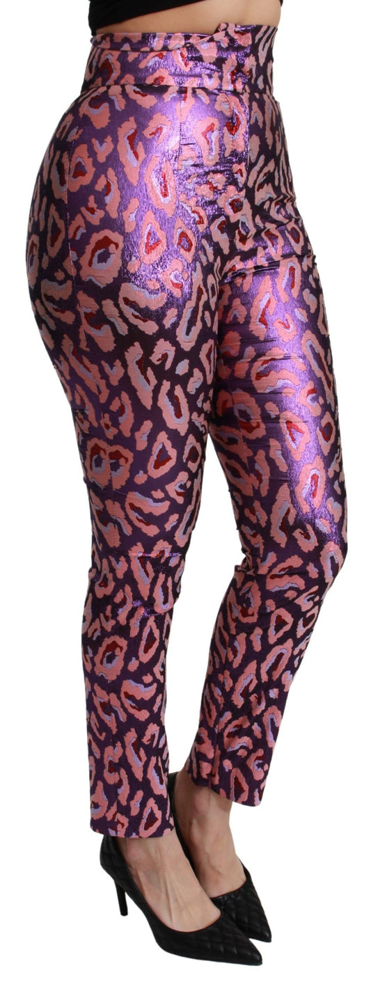 Pantaloni a vita alta cropped con fantasia multicolore Dolce & Gabbana