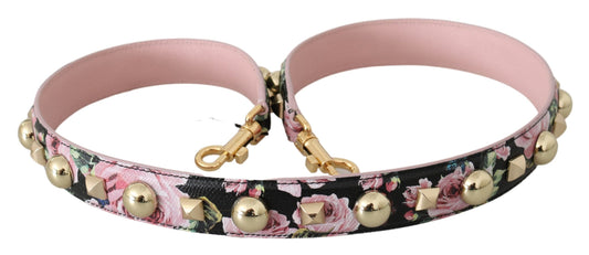 Tracolla con borchie in pelle floreale rosa Dolce & Gabbana