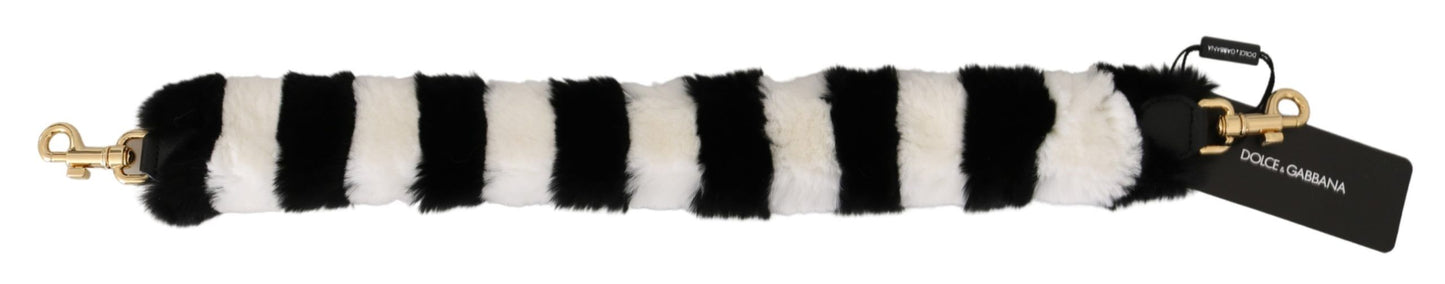 Tracolla in pelliccia di lapin nera e bianca Dolce & Gabbana