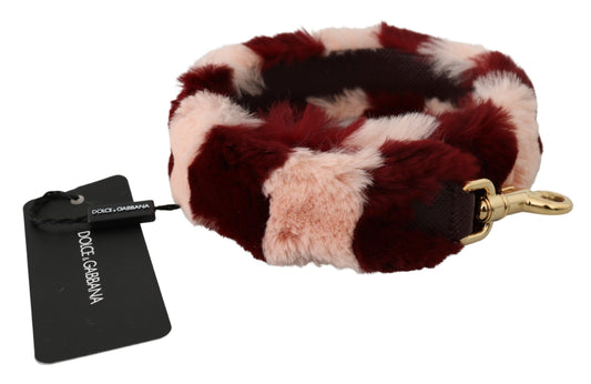 Tracolla in pelliccia di lapin rosa e rosso Dolce & Gabbana