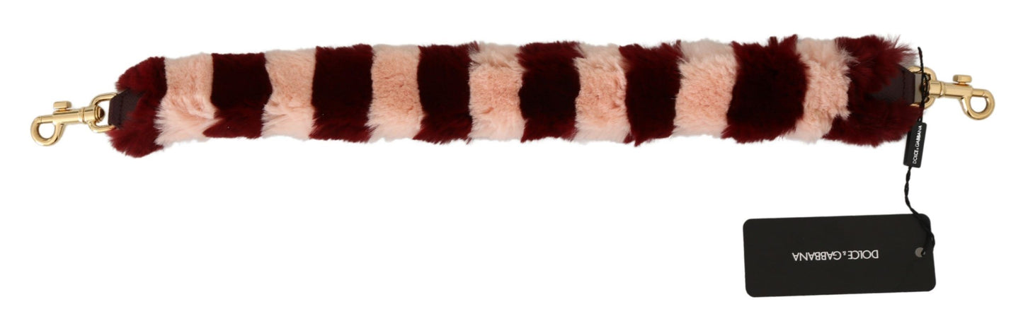 Tracolla in pelliccia di lapin rosa e rosso Dolce & Gabbana