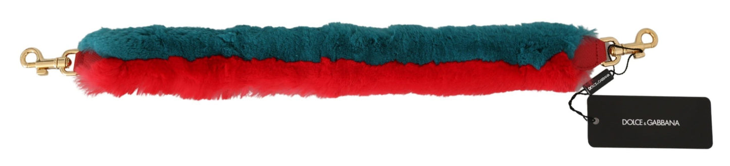 Tracolla in pelle di coniglio rosso e blu Dolce & Gabbana