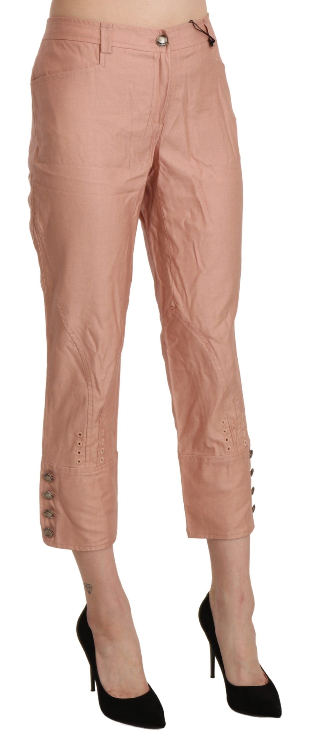 Pantaloni corti a vita alta in cotone rosa Ermanno Scervino